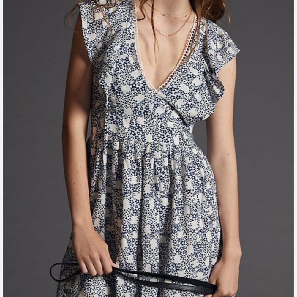 Anthropologie size L v-neck tunic mini dress